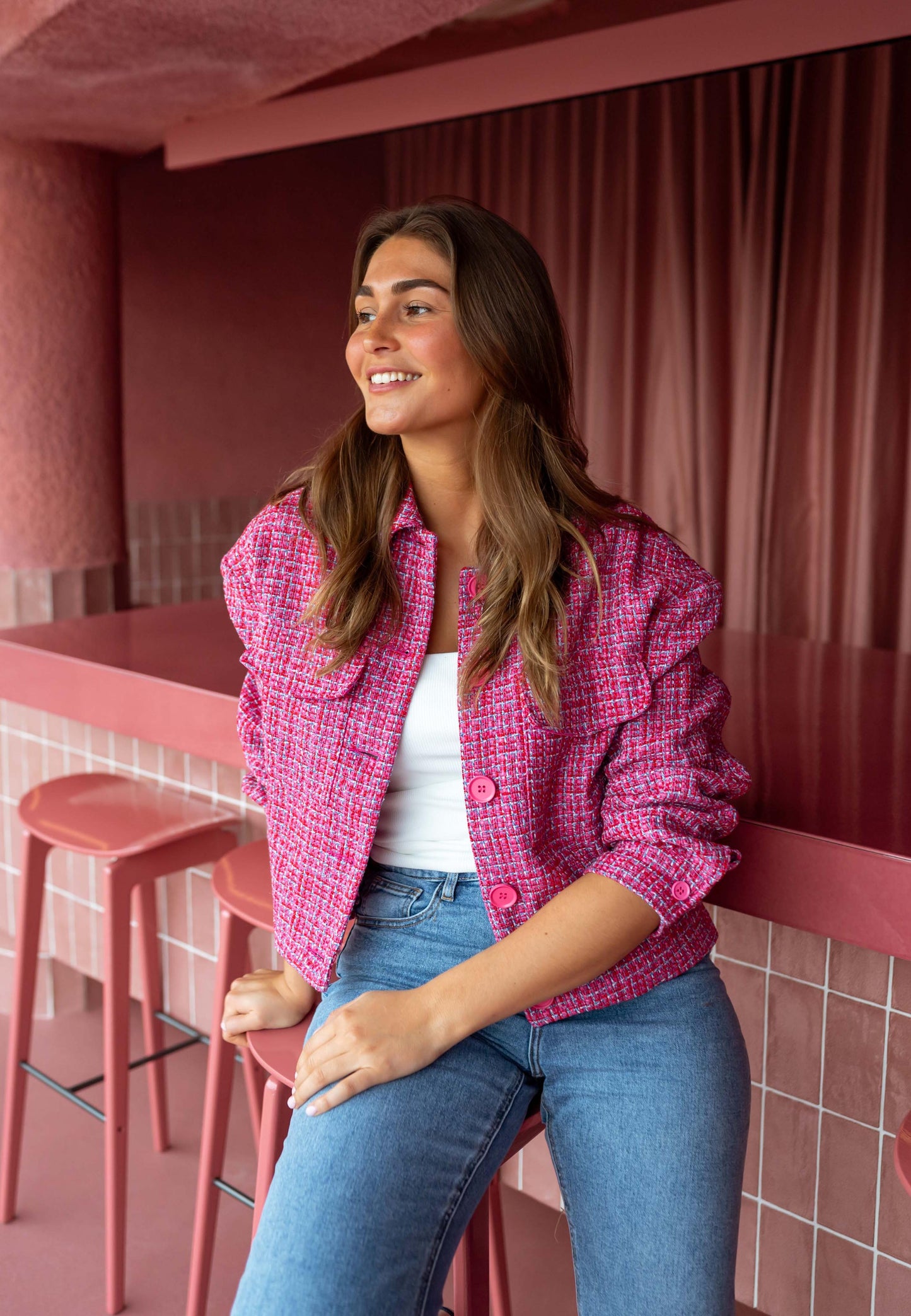 Veste Joao - en tweed rose