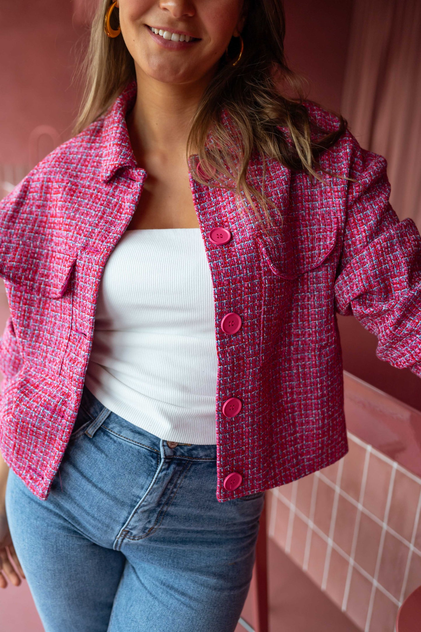 Veste Joao - en tweed rose