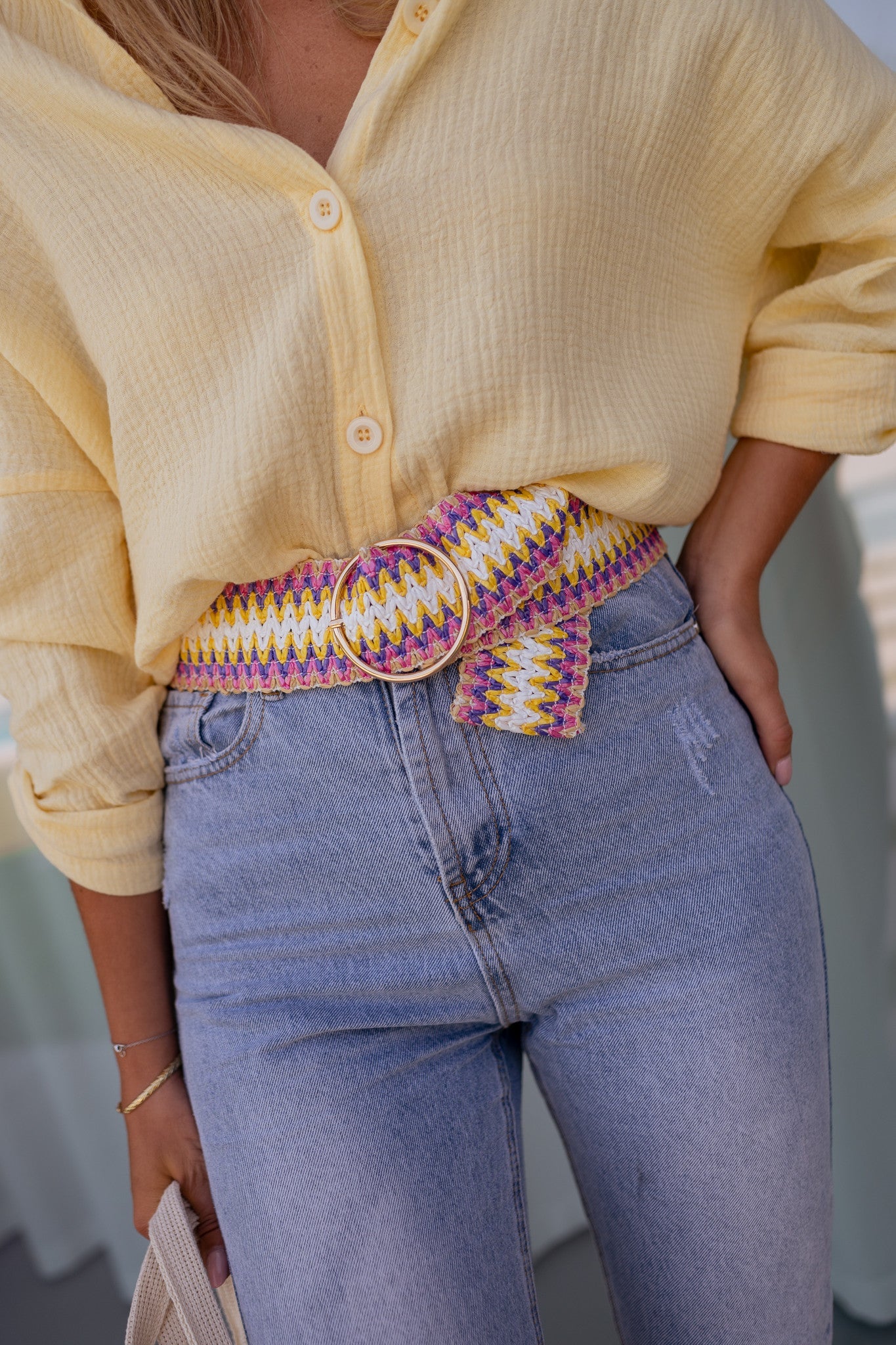 Chemise Carmen - jaune en gaze de coton